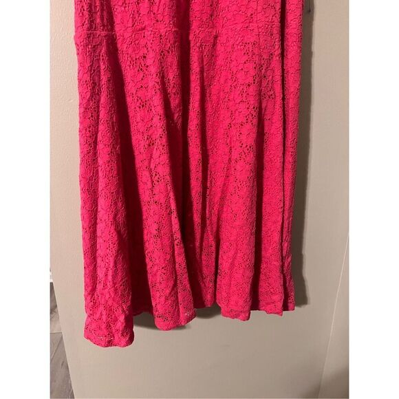 Lane Bryant Plus Size 24 Fit & Flare Lace Dress Pink Sleeveless Preppy Summer - Picture 5 of 6